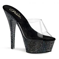 Pleaser Kiss-201MG Glitter 6" Platform Slide Sandals