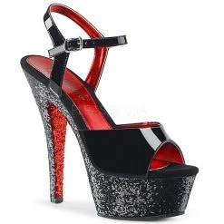 Pleaser High Heels Kiss-209TTG Black Glitter 6" Platform Sandal