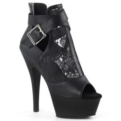 Pleaser High Heels Kiss-257 Black Lace Ankle Bootie