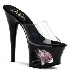 Pleaser Sandals Moon-701HRS Rhinestone Heart 7" Heels
