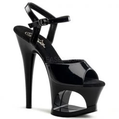 Pleaser Moon-709 Black Patent 7" Platform Heels