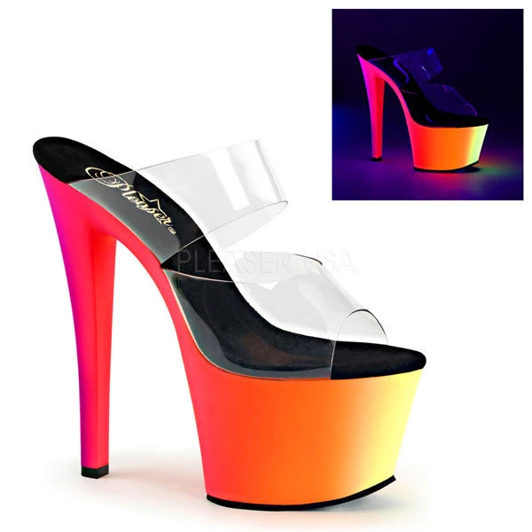 Pleaser Rainbow-302UV 7" Neon Platform Slide Sandals 3 Pleaser Rainbow-302UV 7" Neon Platform Slide Sandals