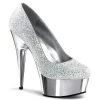 Pleaser High Heels Delight-685G Silver 6" Platform Heels
