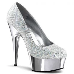 Pleaser High Heels Delight-685G Silver 6" Platform Heels