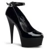Pleaser Delight-686 Black 6" Ankle Strap Platform Heels High Heels