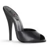 Devious High Heels Domina-101 Black Leather Peep Toe Mule