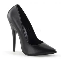 Devious Domina-420 Black Leather Stiletto Heel Pumps