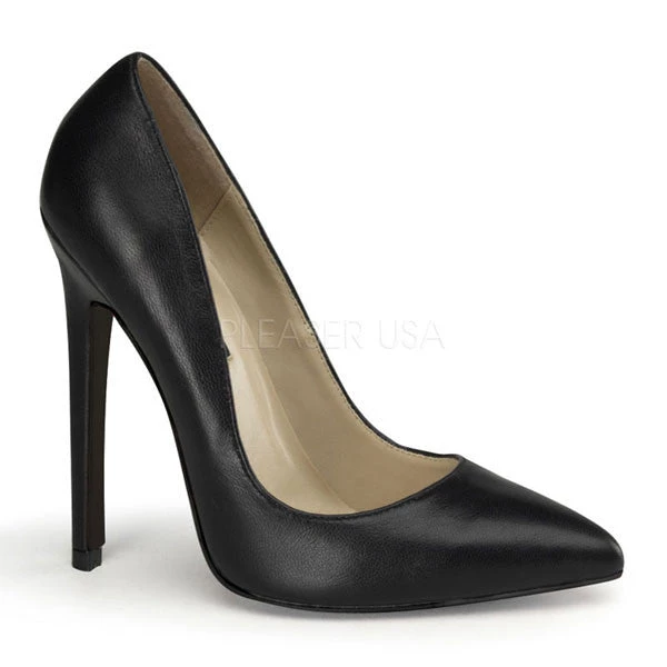 Pleaser High Heels Sexy-20 Black Leather Stiletto Heels 3 Pleaser High Heels Sexy-20 Black Leather Stiletto Heels