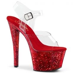 Pleaser Sky-308LG Red Glitter Platform Heels High Heels