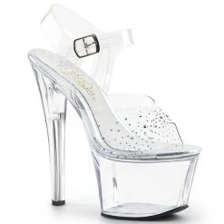 Pleaser Sky-308SD Clear 7" Platform Heels High Heels