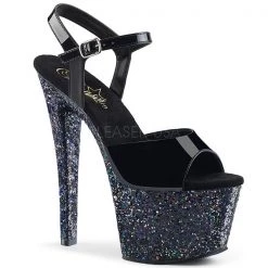 Pleaser Sky-309LG Black Glitter Platform Heels