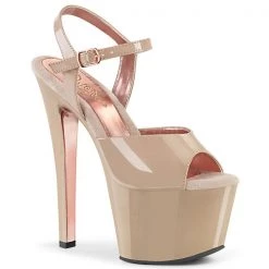 Pleaser Sky-309TT Nude Patent Platform Heels