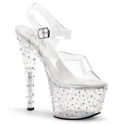 Pleaser High Heels Stardance-708 Clear Platform Sandal
