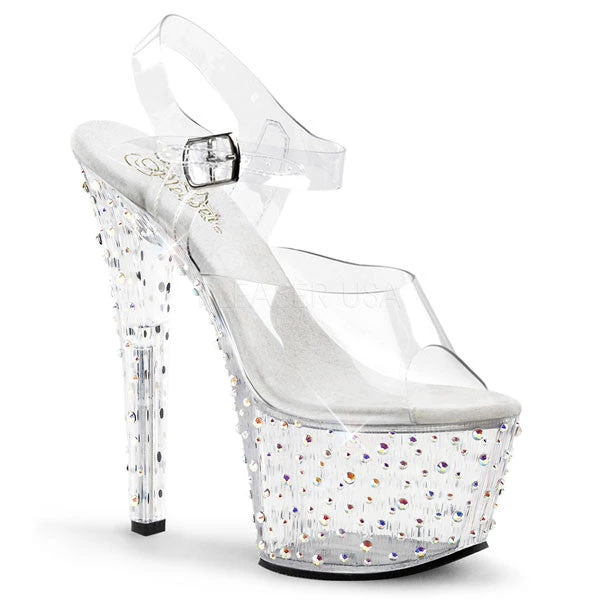 Pleaser High Heels Stardance-708 Clear Platform Sandal 3 Pleaser High Heels Stardance-708 Clear Platform Sandal