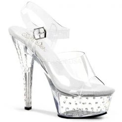Pleaser Stardust-608 Clear Platform Sandal High Heels