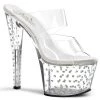 Pleaser Stardust-702 Clear Platform Slide Sandals 2 Pleaser Stardust-702 Clear Platform Slide Sandals