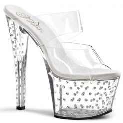 Pleaser Stardust-702 Clear Platform Slide Sandals