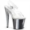 Pleaser Taboo-708 Clear/Chrome Platform Sandals