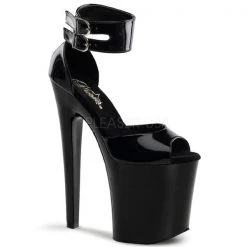 Pleaser Xtreme-875 Black 8" Platform Heels
