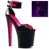 Pleaser Xtreme-875TT Pink/Black 8" Platform Sandal 1 Pleaser Xtreme-875TT Pink/Black 8" Platform Sandal