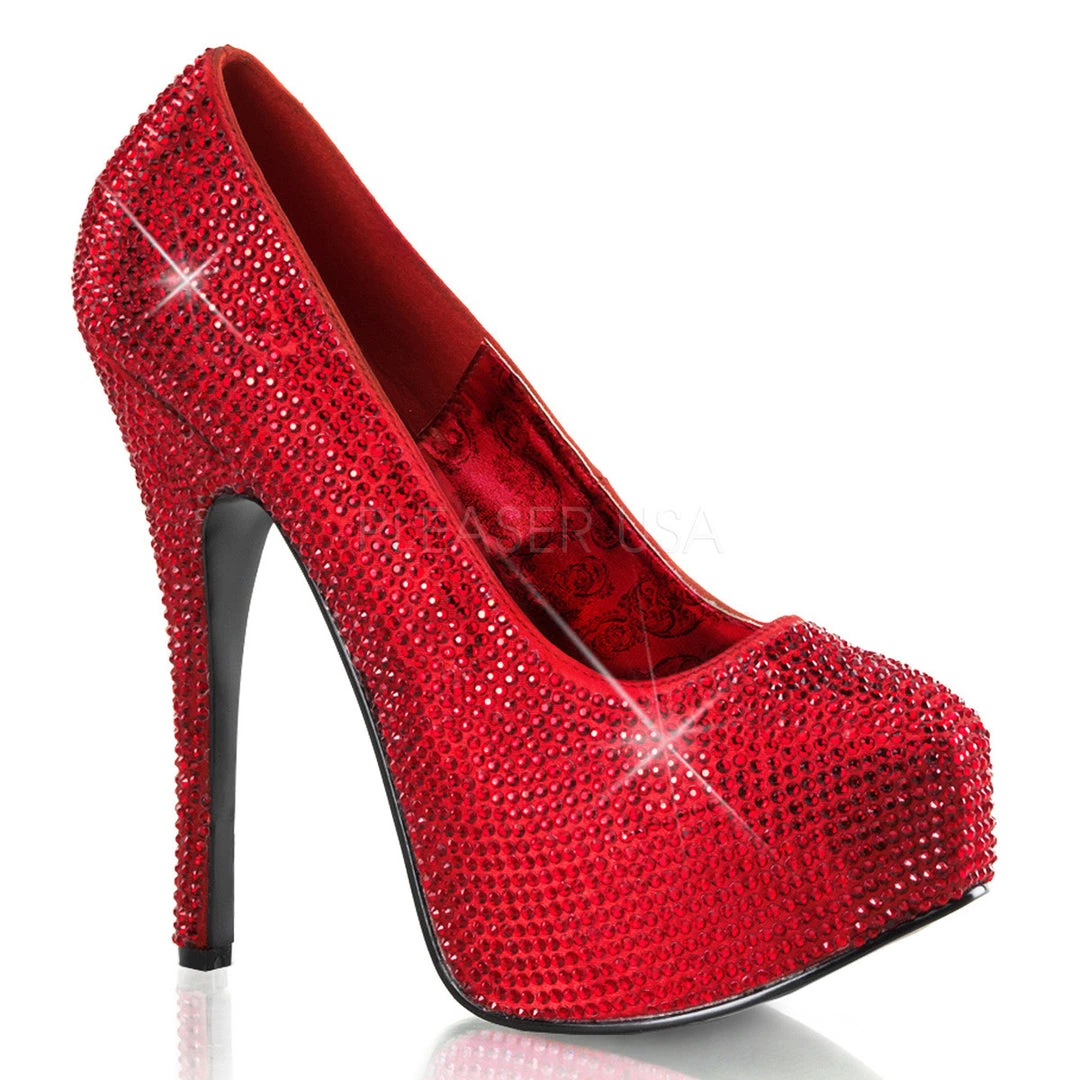 Bordello Shoes Teeze-06R Rhinestone Platform Pumps High Heels 12 Bordello Shoes Teeze-06R Rhinestone Platform Pumps High Heels